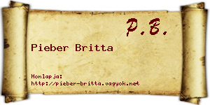 Pieber Britta névjegykártya